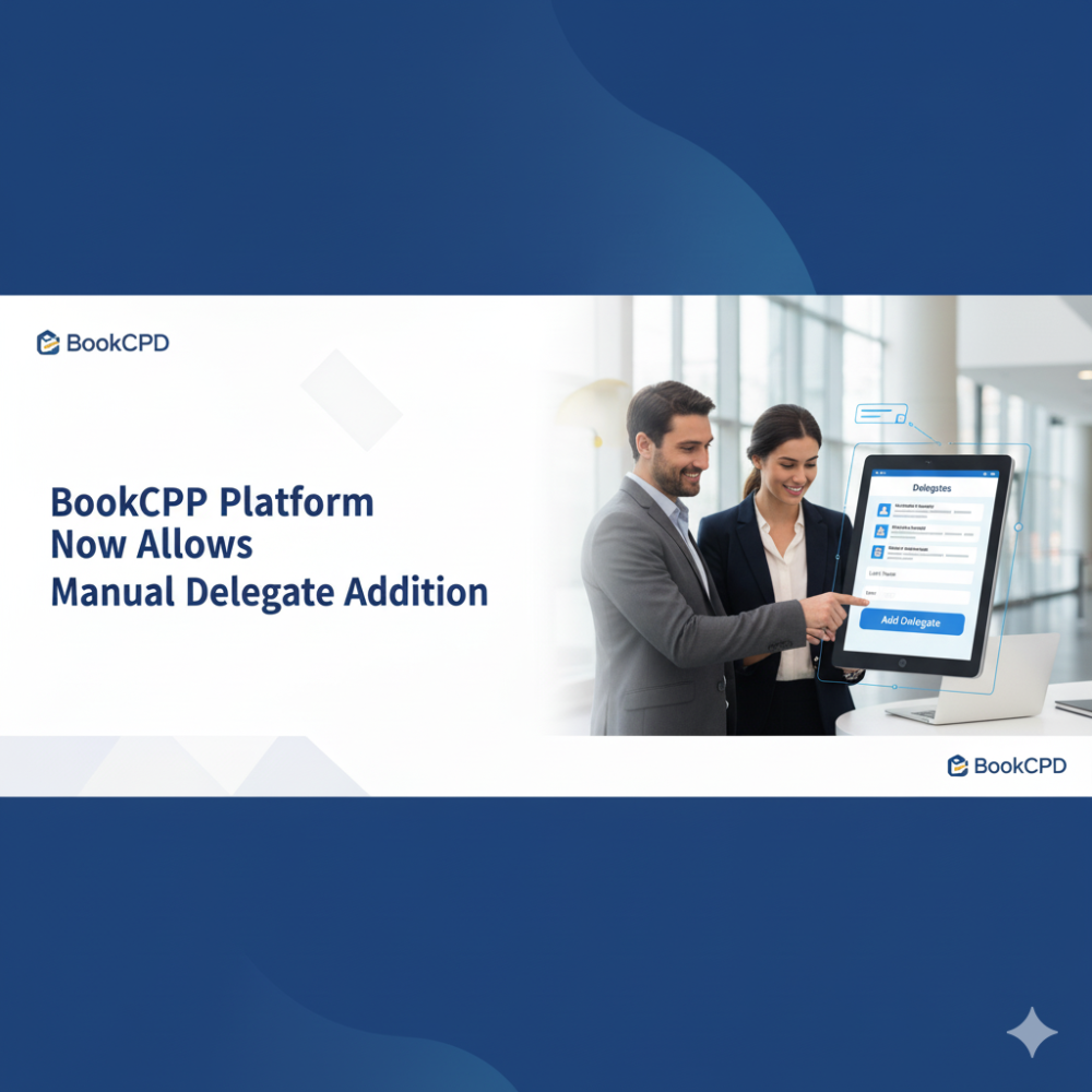 BookCPD platform now allows manual delegate addition